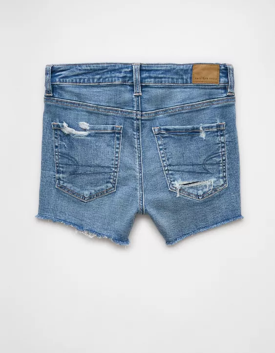 Aeo AE Next Level Ripped High-Waisted Denim Short Short