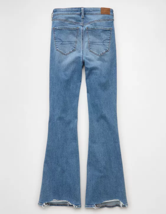 Aeo AE Next Level Ripped Super High-Waisted Flare Jean