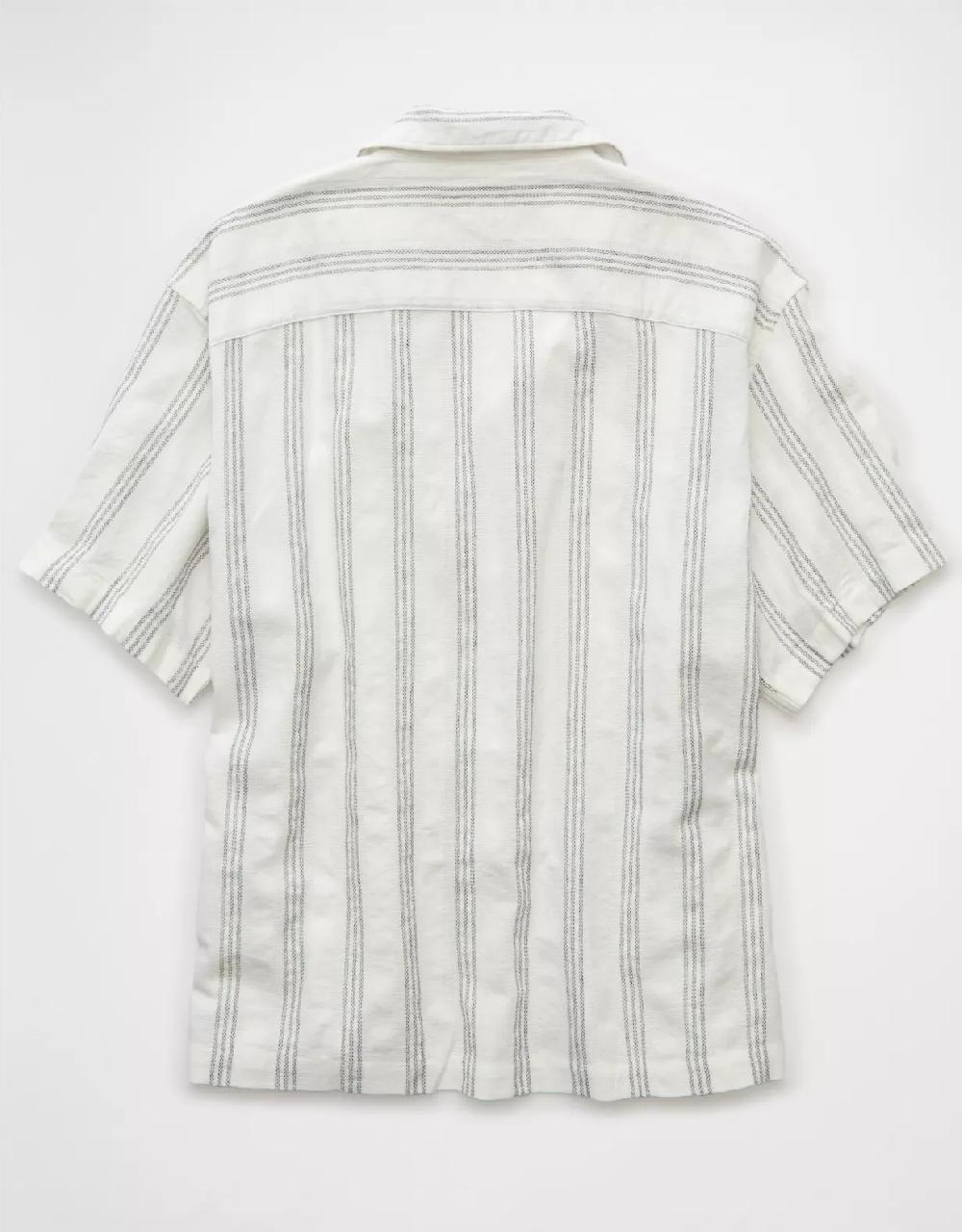 Aeo AE Poolside Linen-Blend Striped Button-Up Shirt