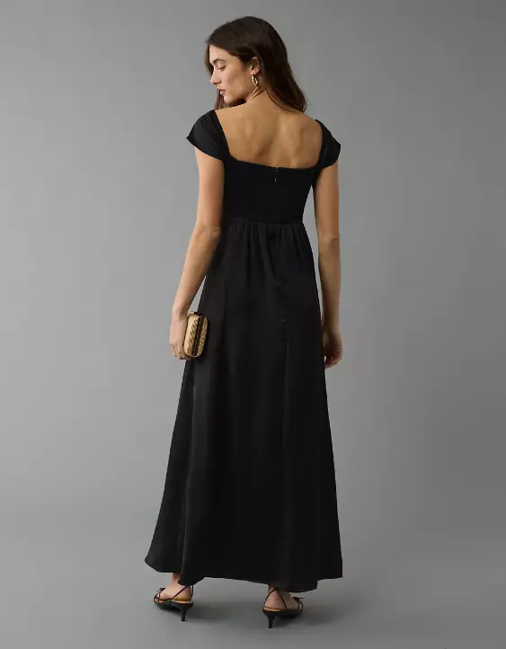 Aeo AE Satin Sweetheart Off-The-Shoulder Maxi Dress