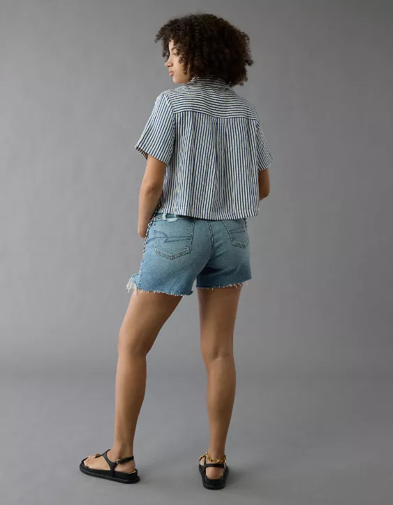 Aeo AE Short-Sleeve Tie Side Seersucker Button-Up Shirt