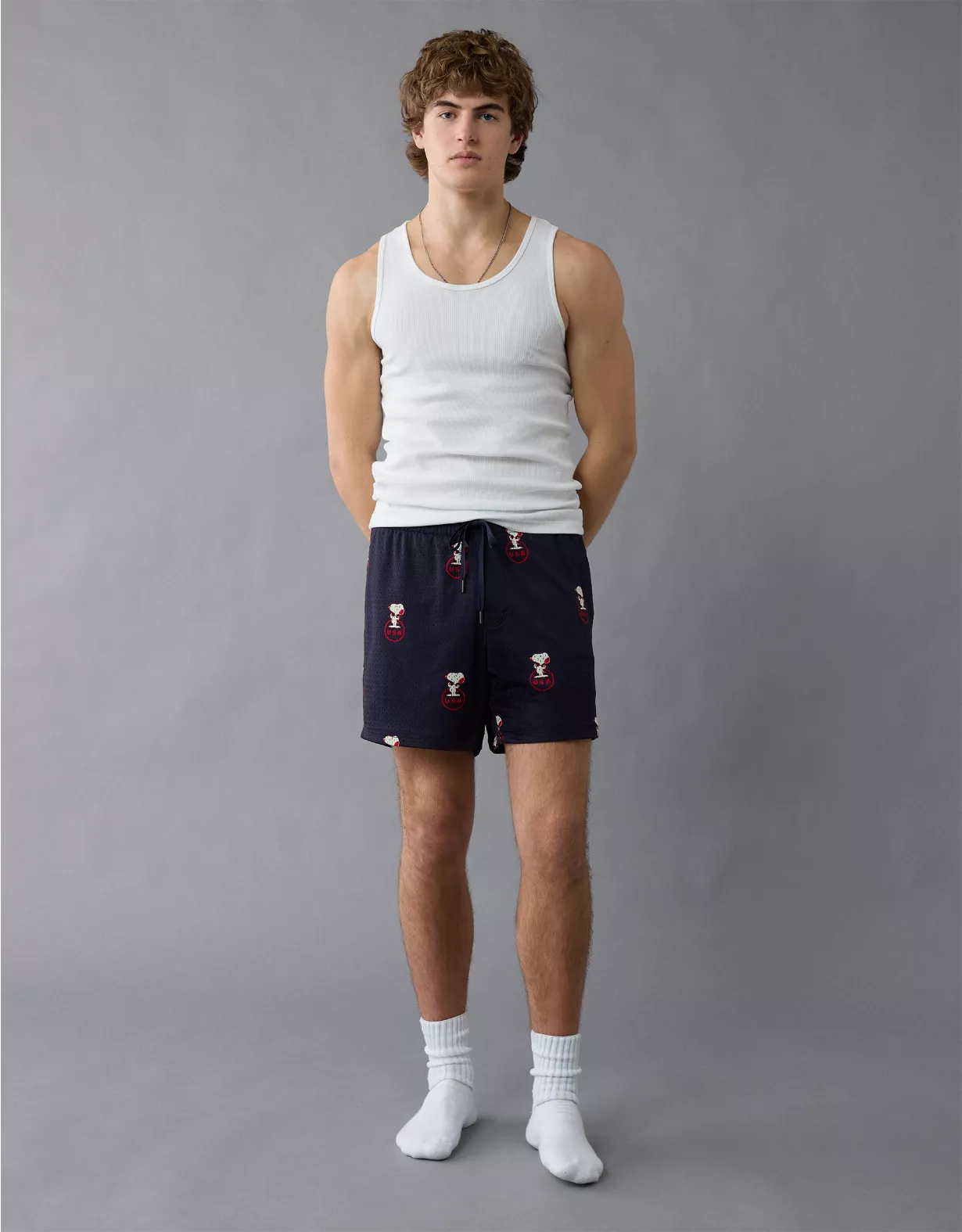 aeo AE Sofa Surfin' 6" Snoopy Graphic Mesh Lounge Short