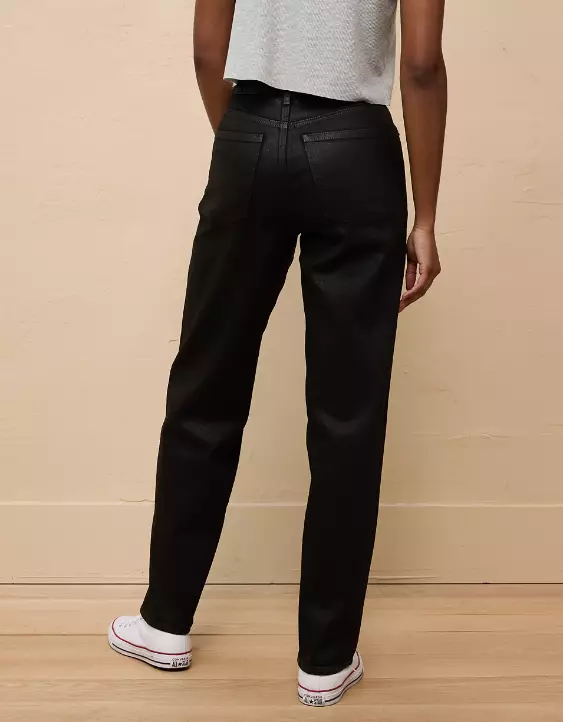 Aeo AE Stretch Coated Super High-Waisted Baggy Straight Jean