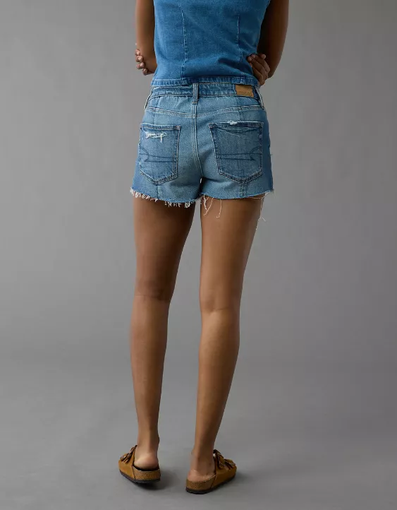 Aeo AE Stretch Colorblock Ripped Denim Perfect Shortie