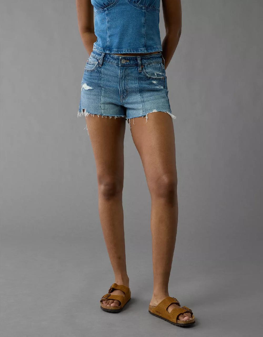aeo AE Stretch Colorblock Ripped Denim Perfect Shortie