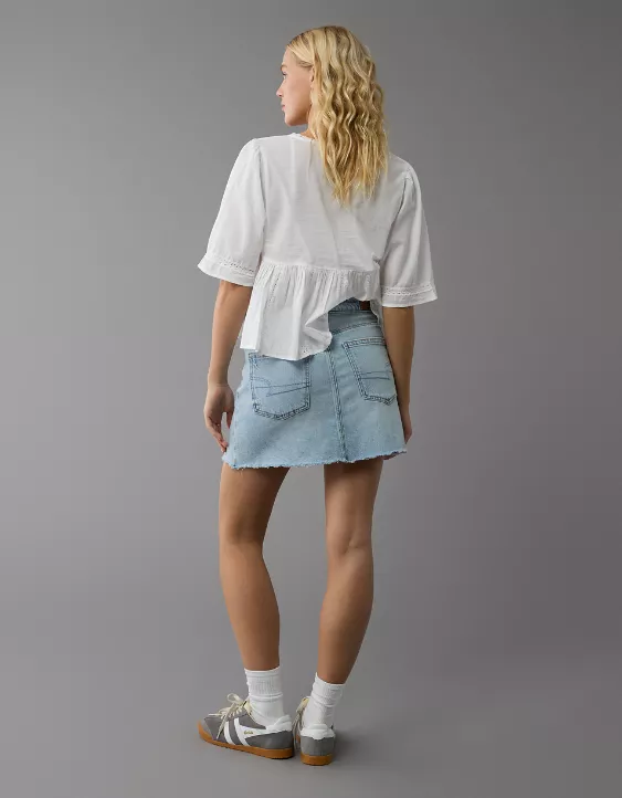 Aeo AE Stretch High-Waisted Perfect Denim Mini Skirt