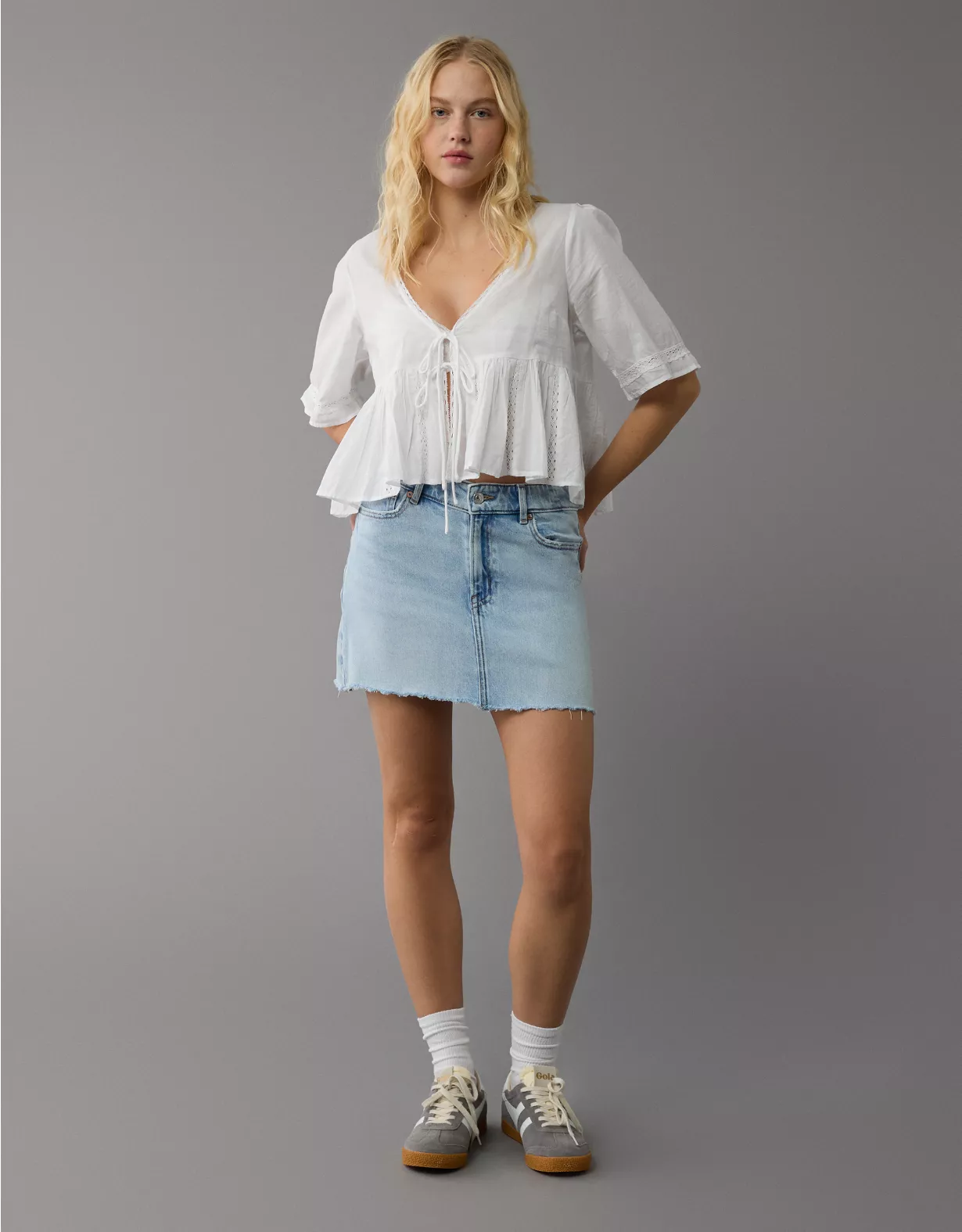 aeo AE Stretch High-Waisted Perfect Denim Mini Skirt