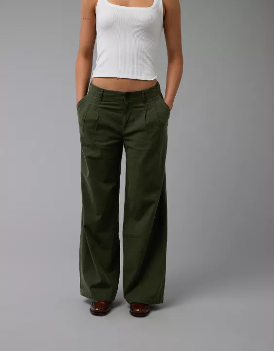 Aeo AE Stretch Linen-Blend High-Waisted Wide-Leg Trouser