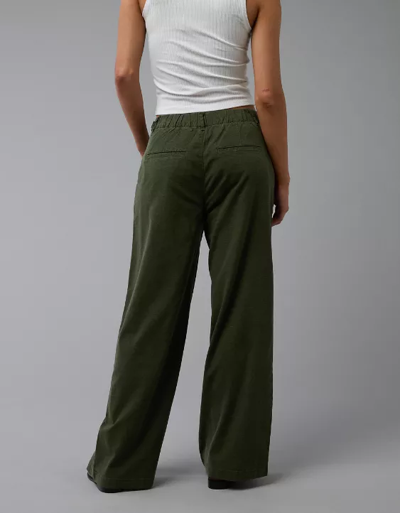 Aeo AE Stretch Linen-Blend High-Waisted Wide-Leg Trouser