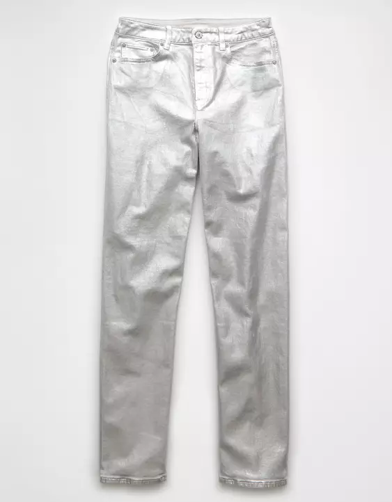Aeo AE Stretch Metallic Super High-Waisted Baggy Straight Jean