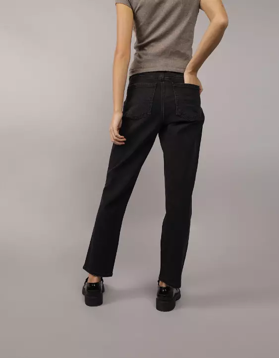 Aeo AE Stretch Super High-Waisted Ankle Straight Jean