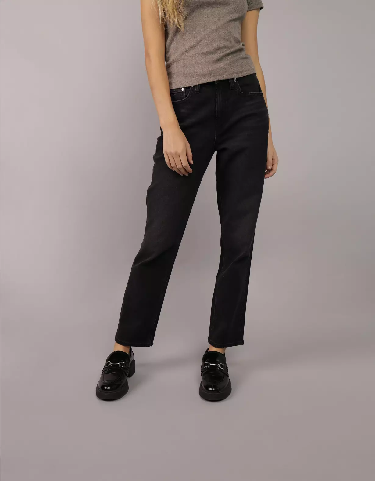 aeo AE Stretch Super High-Waisted Ankle Straight Jean