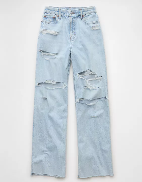 Aeo AE Strigid Curvy Ripped Super High-Waisted Baggy Straight Jean