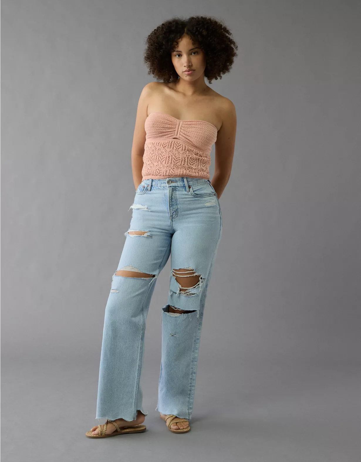 aeo AE Strigid Curvy Ripped Super High-Waisted Baggy Straight Jean