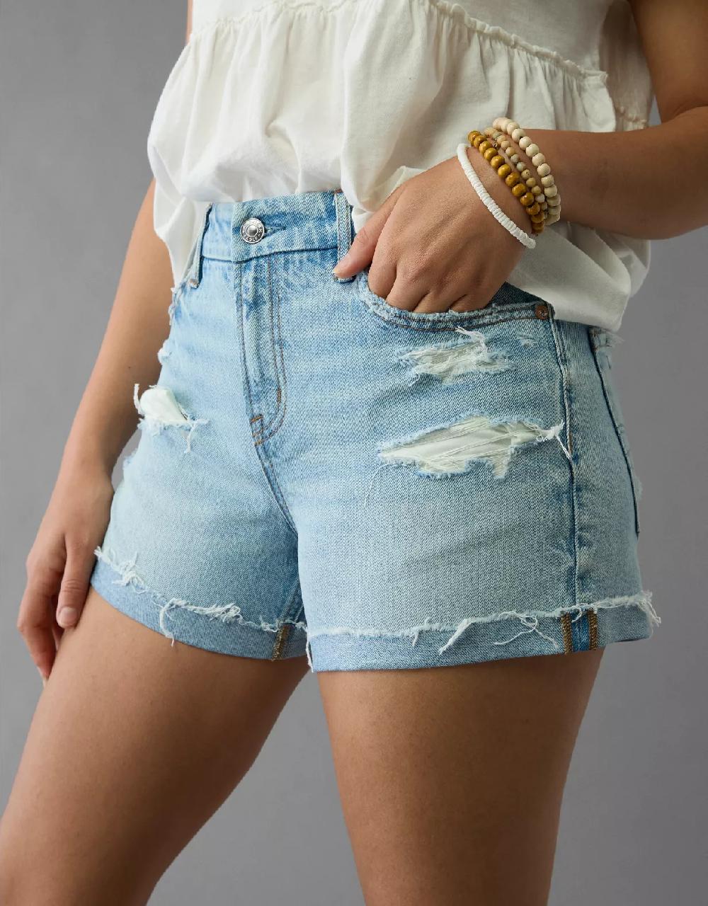 aeo AE Strigid Curvy Ripped Super High-Waisted Relaxed Short