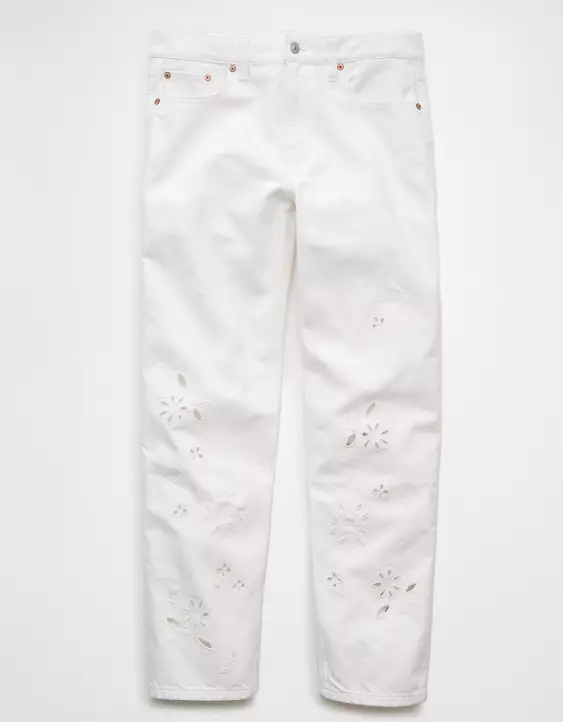 Aeo AE Strigid Embroidered Low-Rise Ex-Boyfriend Jean