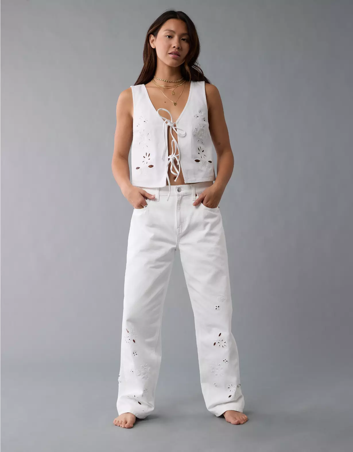 aeo AE Strigid Embroidered Low-Rise Ex-Boyfriend Jean