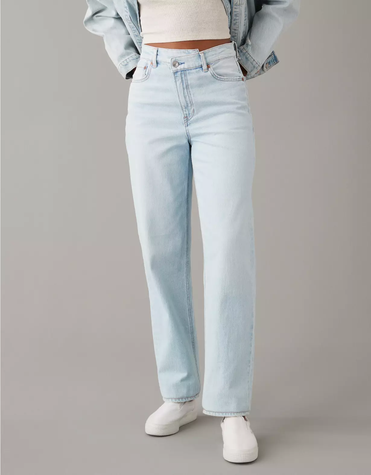 aeo AE Strigid Highest Waist Crossover Baggy Straight Jean