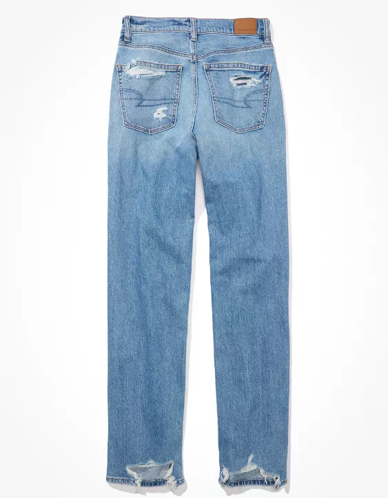 Aeo AE Strigid Ripped Highest Waist Baggy Straight Jean