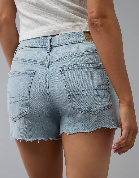 Aeo AE Strigid Super High-Waisted Relaxed Denim Short