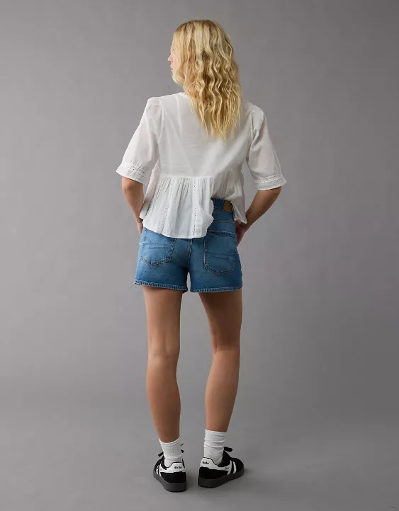 Aeo AE Strigid Super High-Waisted Relaxed Denim Short
