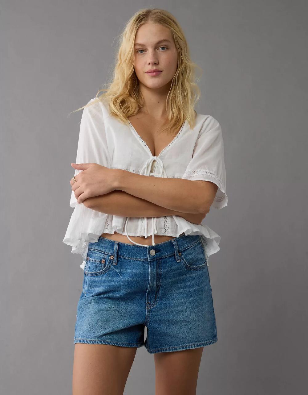 aeo AE Strigid Super High-Waisted Relaxed Denim Short