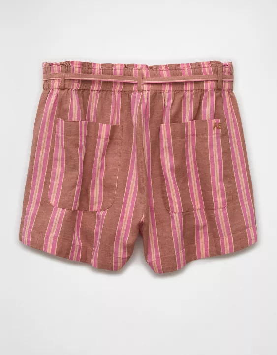 Aeo AE Sunchaser Knit High-Waisted Linen-Blend Striped Short