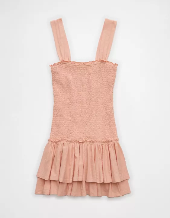 Aeo AE Sunchaser Knit Smocked Drop Waist Mini Dress