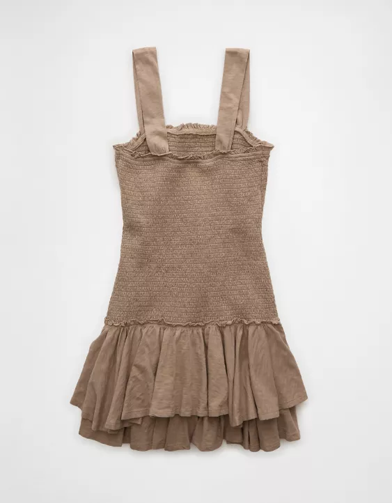 Aeo AE Sunchaser Knit Smocked Drop Waist Mini Dress