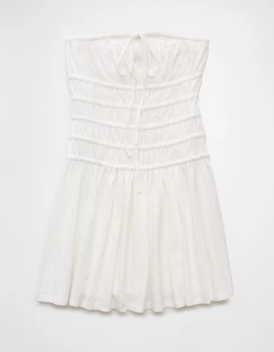 Aeo AE Sunchaser Knit Strapless Smocked Bodice Mini Dress