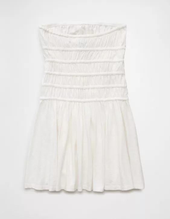 Aeo AE Sunchaser Knit Strapless Smocked Bodice Mini Dress