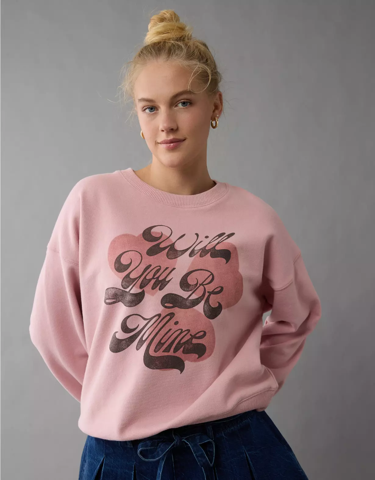 aeo AE Valentine's Day Graphic Relaxed Crew Neck Sweatshirt