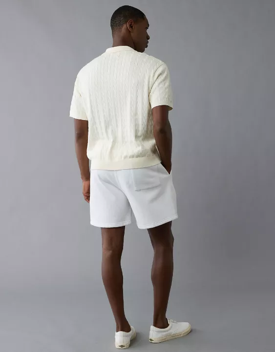 Aeo AE Weekend Cable Knit Button-Up Sweater Polo Shirt