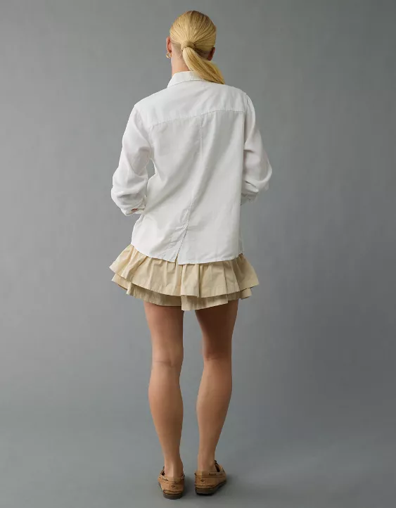 Aeo AE Weekend Vibes Linen-Blend Long-Sleeve Button-Up Shirt