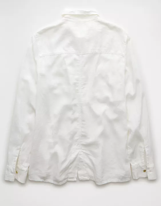 Aeo AE Weekend Vibes Linen-Blend Long-Sleeve Button-Up Shirt
