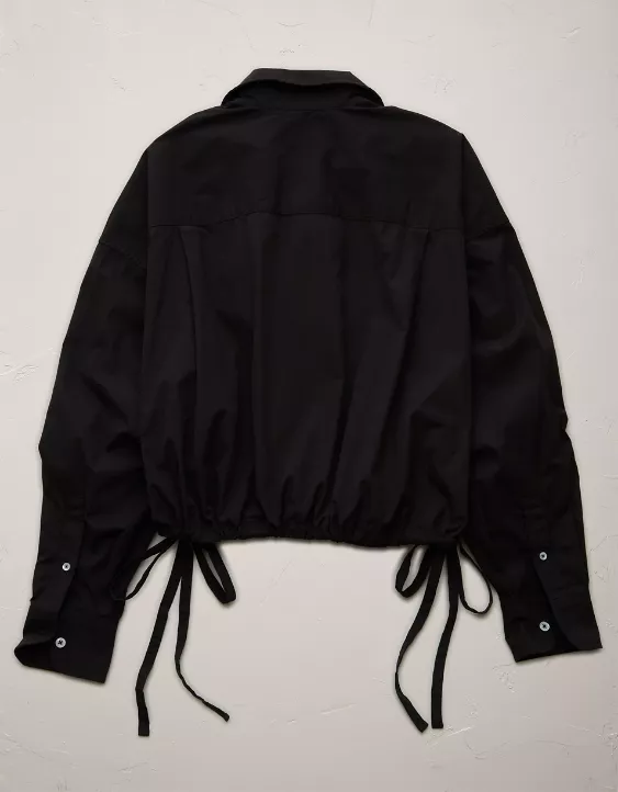 Aeo AE77 Premium Poplin Long-Sleeve Button-Up Bubble Shirt