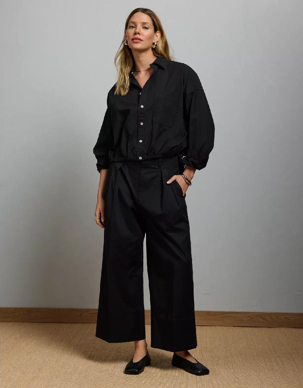 aeo AE77 Premium Poplin Long-Sleeve Button-Up Bubble Shirt