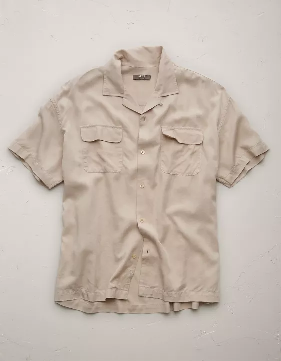 Aeo AE77 Premium Relaxed Short-Sleeve Button-Up Shirt