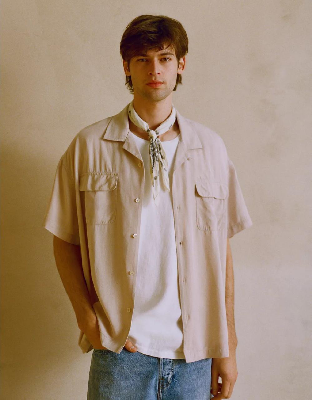 aeo AE77 Premium Relaxed Short-Sleeve Button-Up Shirt