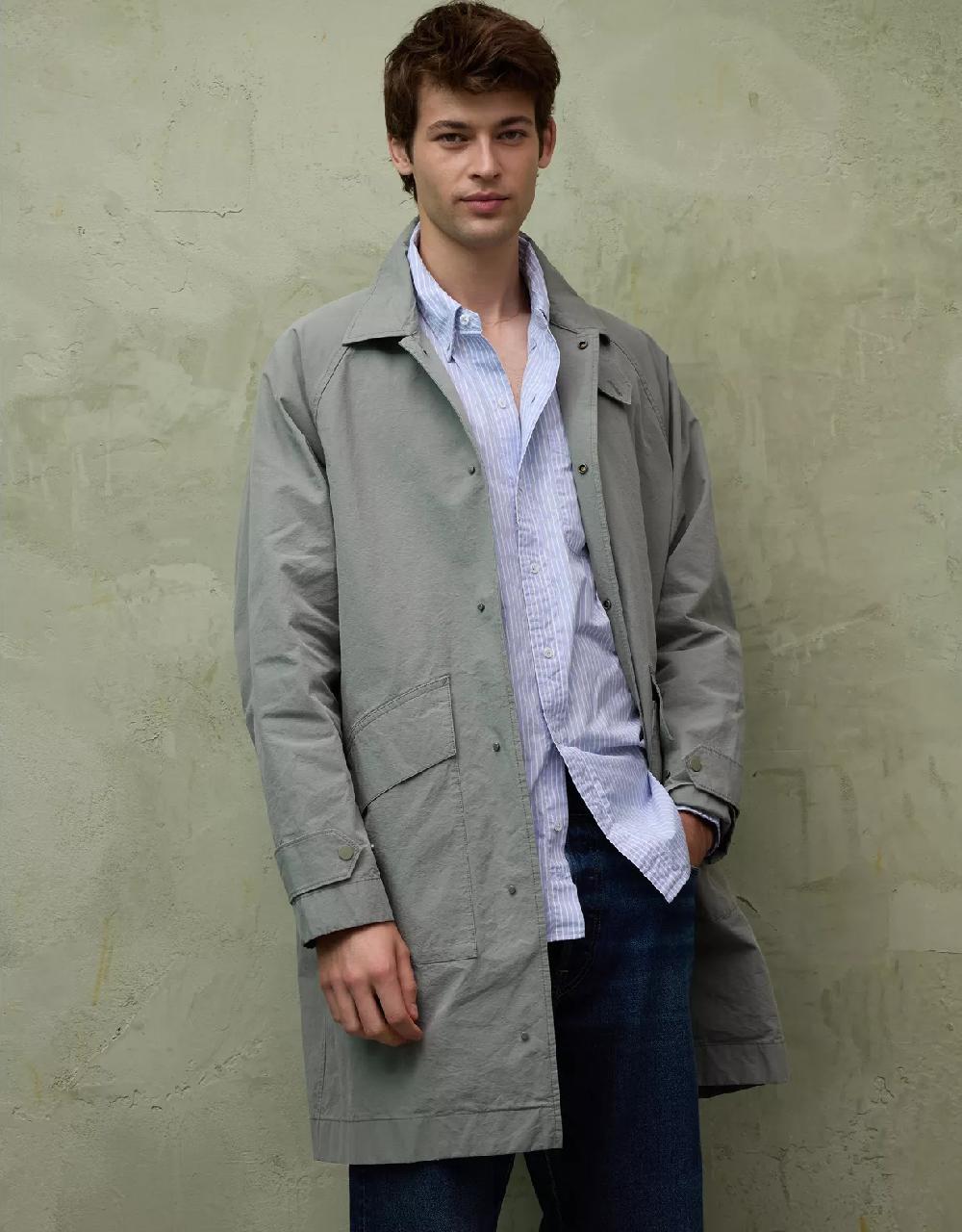 aeo AE77 Premium Relaxed Striped Poplin Button-Up Shirt