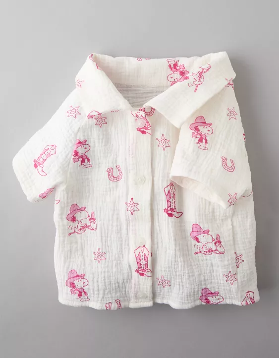 Aeo ABO Snoopy Western Button-Up Shirt
