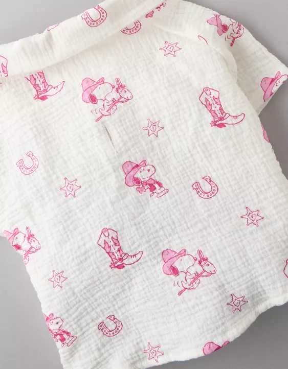 Aeo ABO Snoopy Western Button-Up Shirt