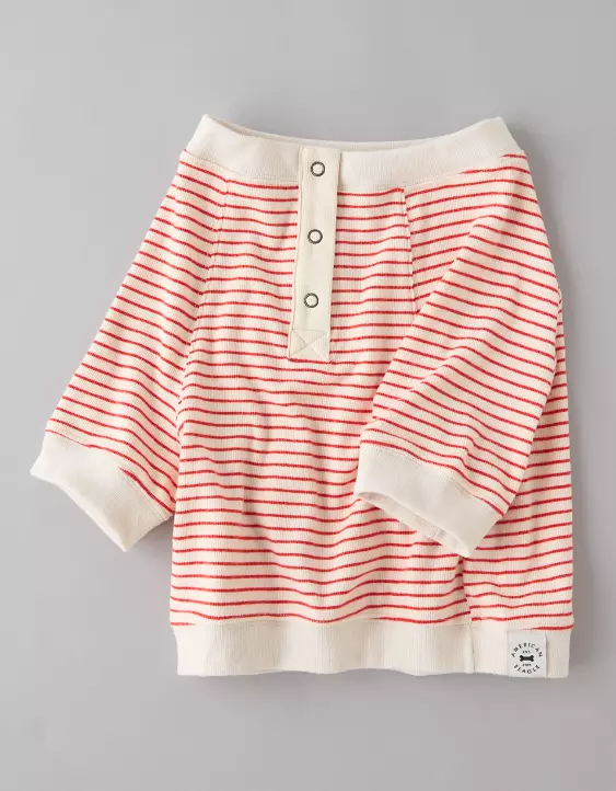 Aeo ABO Striped Plush PJ Top