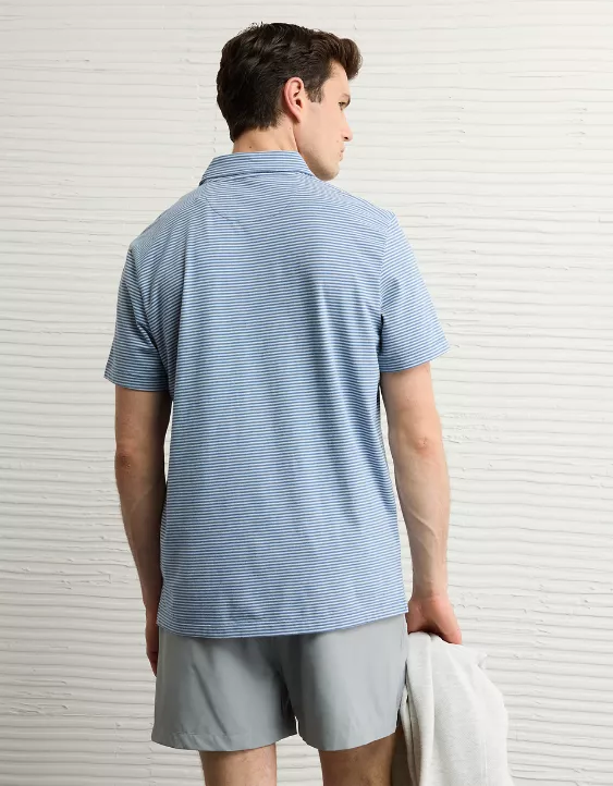 Aeo AE 24/7 Club Logo Striped Polo Shirt