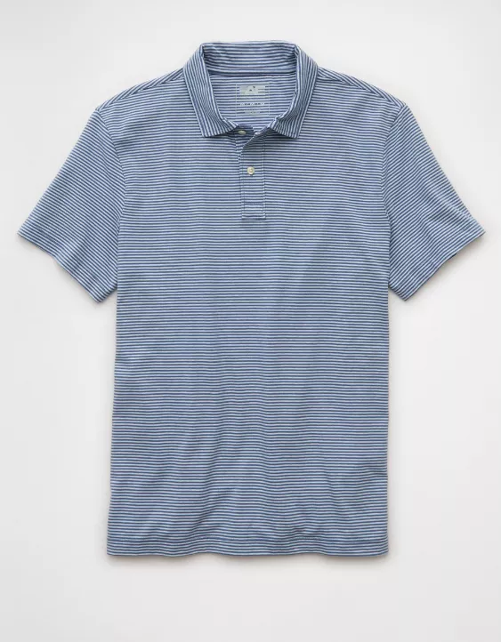 Aeo AE 24/7 Club Logo Striped Polo Shirt