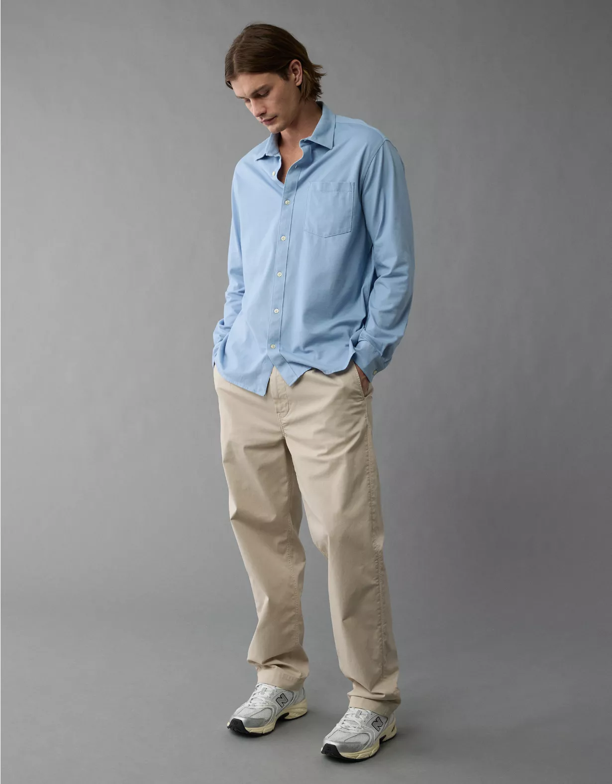aeo AE 24/7 Club Long Sleeve Button-Up Shirt