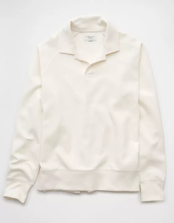 Aeo AE 24/7 Long-Sleeve Rugby Polo Sweatshirt