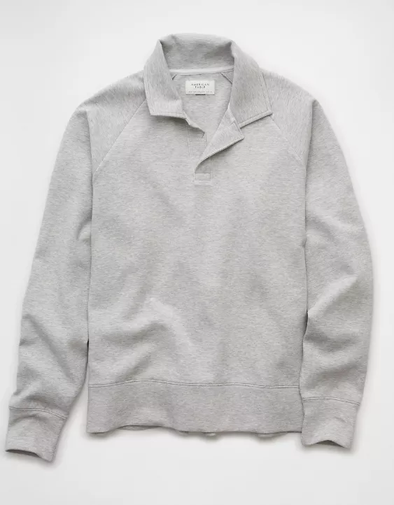 Aeo AE 24/7 Long-Sleeve Rugby Polo Sweatshirt