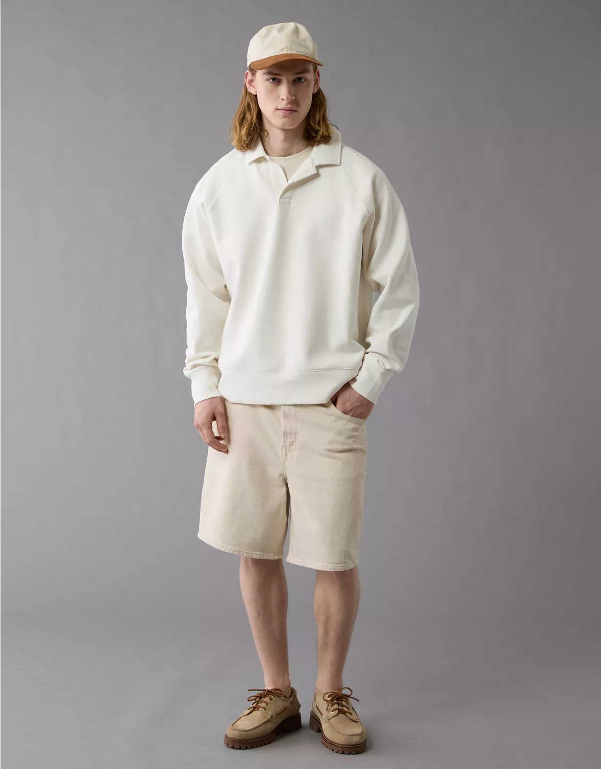 aeo AE 24/7 Long-Sleeve Rugby Polo Sweatshirt