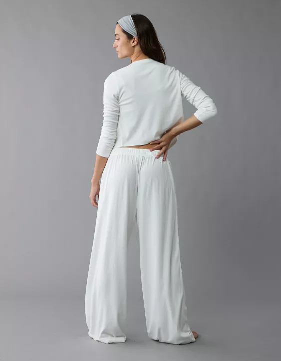 Aeo AE 3-Piece Pointelle Plush Cardigan Pajama Set